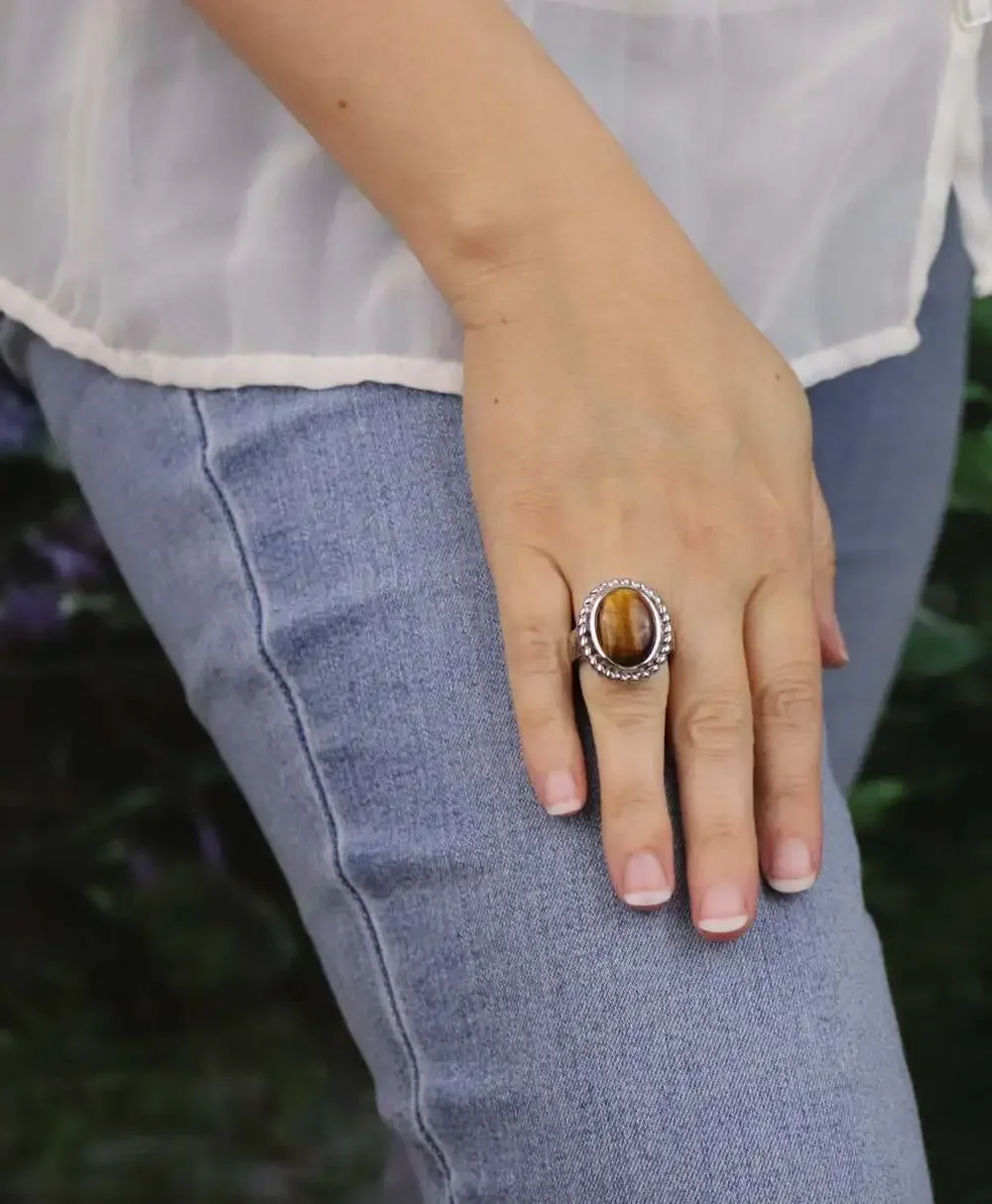 Sterling Silver Natural Tiger's Eye Ring Size 7 Ross Simons